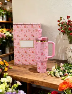 Stan Limited Edition X LOVESHACKFANCY 40 0Z H2.0 Tumblerwith Handle, Double Walled Vacuum Insulated Stainless SteelWater Bottle for Outdoor Camping Mug Cup Drinkware Portable Lid Flasks Bottled