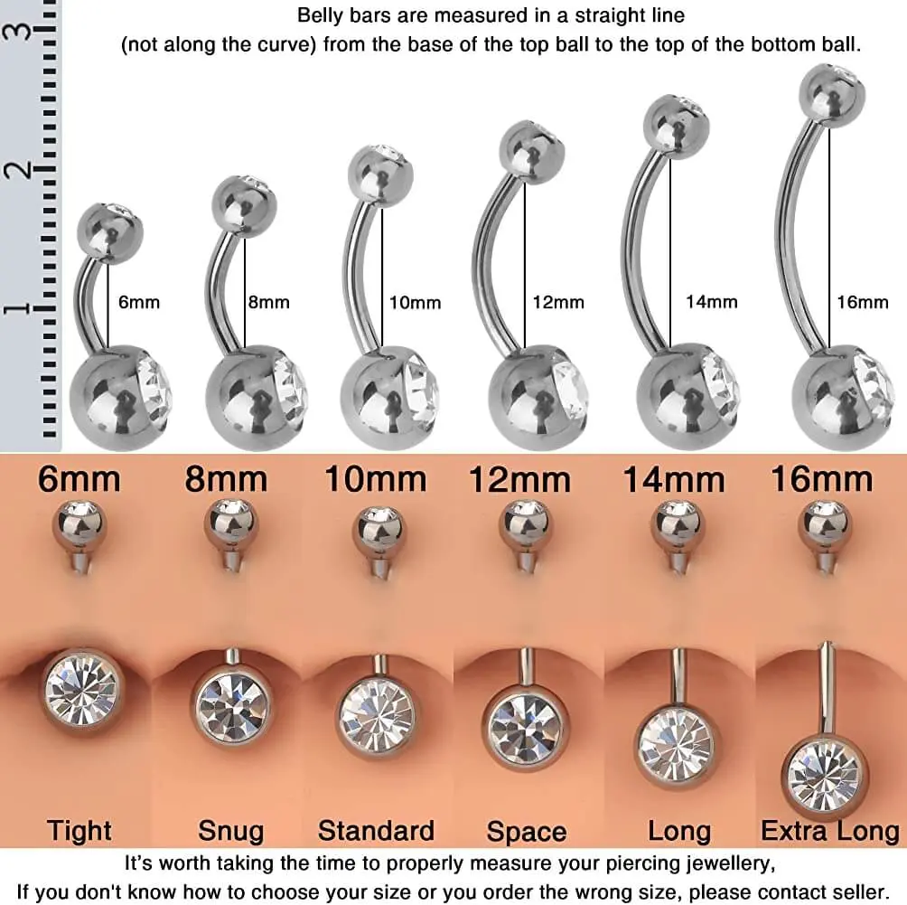 Oufer 14G Implant Grade Titanium Clear CZ Belly Button Ring Basic Belly Piercing Jewelry Navel Piercing Belly Ring