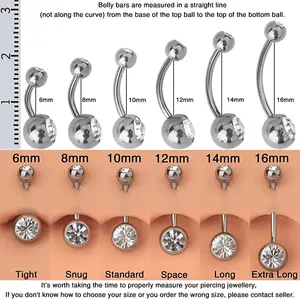 Oufer 14G Implant Grade Titanium Clear CZ Belly Button Ring Basic Belly Piercing Jewelry belly piercing Navel Ring