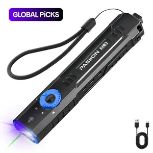 Rechargeable Edc Flashlight with Beam UV LED, Portable Pocket Light, Outdoor Emergency, Super Bright Rechargeable Torch, High Lumen Flashlights #GLOBAL PICKS