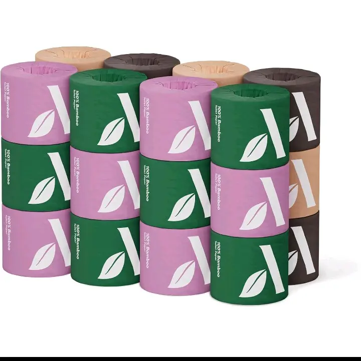 100% Bamboo 3-Ply Toilet Paper 24 Rolls 350 Sheets FSC Certified Soft and Strong Absorbent Fragrance Free 350 Count Pack of 24 Plastic-Free - Wipes
