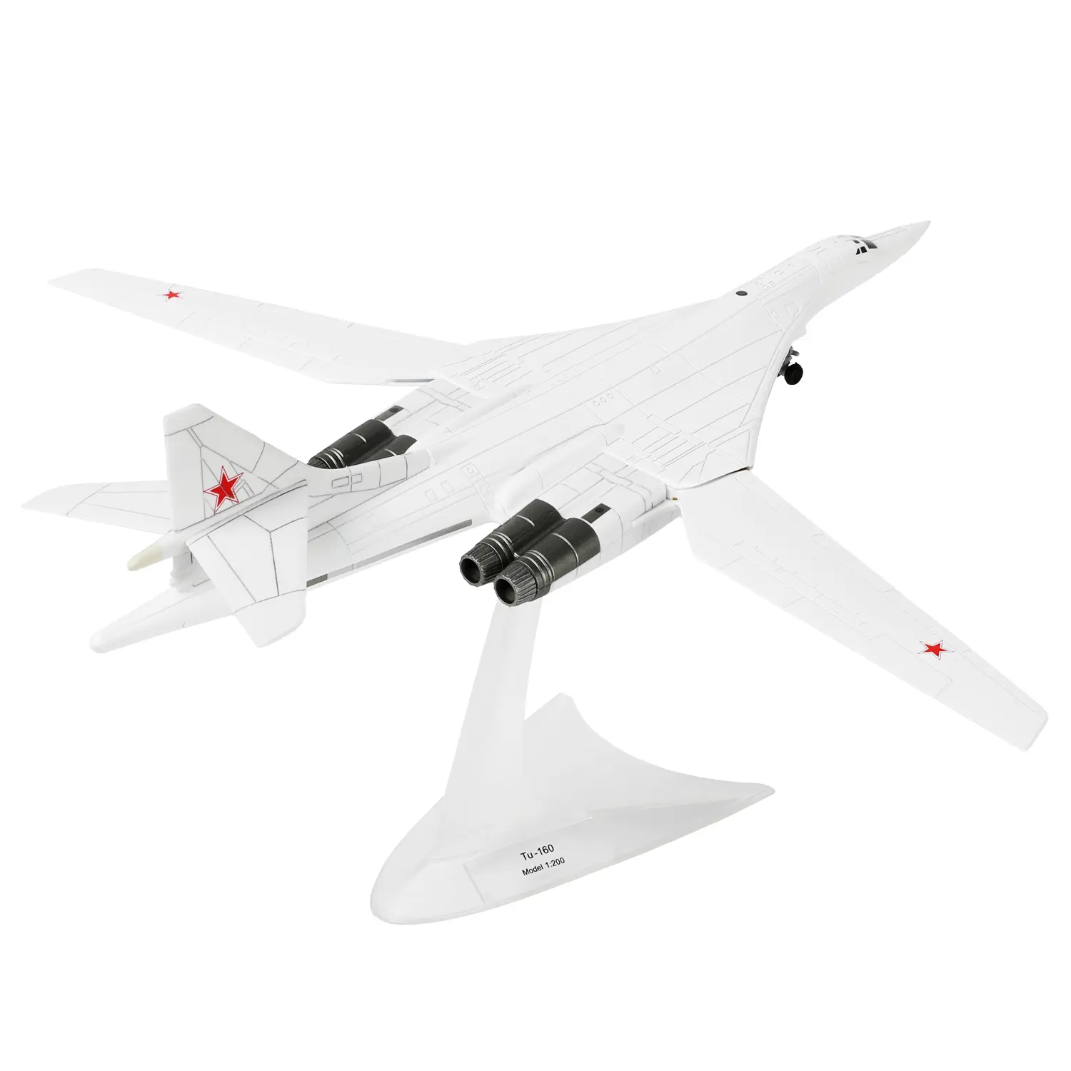 Tupolev Tu-160 Blackjack Heavy Strategic Bomber 1/200 Scale Diecast Metal Pre-Built Model Aircraft, Soviet Union Military Jet, Diecast Toys Scale Model with Adjustable Display Angles, Detailed Painting Details, Stand for Collections, Customer Support, Dur
