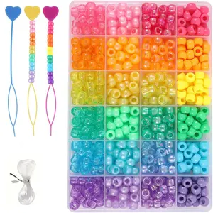 900pcs 6mm Rainbow Color Pony Beads with Tools, DIY Jewelry Making Kit, Bracelet Making Supplies, Fashion Gift for Craft Enthusiasts, Beaded Bracelet