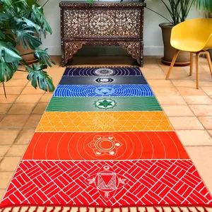 Mexico Colorful Yoga Mat, Chakra Meditation Mat Yoga Mat, Sun Protection Shawl Chakra Wall Tapestry Decoration, Bohemian Pilates Mat, Beach Picnic Mat 59 Inches Outdoor Yoga Equipment