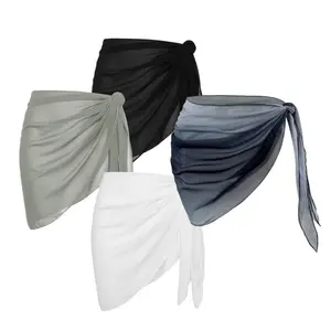 4 piece Bathing Suit Short Skirt Sheer Bikini Swimsuit Coverups Sarong Beach Bikini Wrap Women Beach Sarong Bathing Suit Wrap