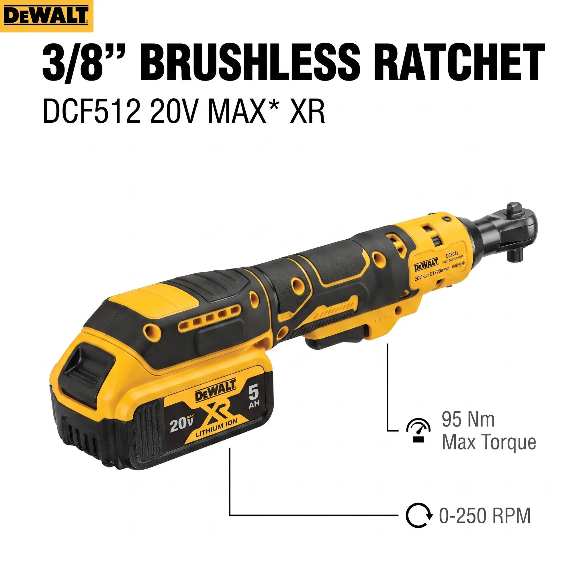 DEWALT DCF512 3/8 Inch Ratchet For Auto Repair 2026 Compact Brushless Tool rapid charger magnetic mount hand accessory construction project electronic brake cordless high torque reverse 3-side vertical 360-degree hog ring anvil