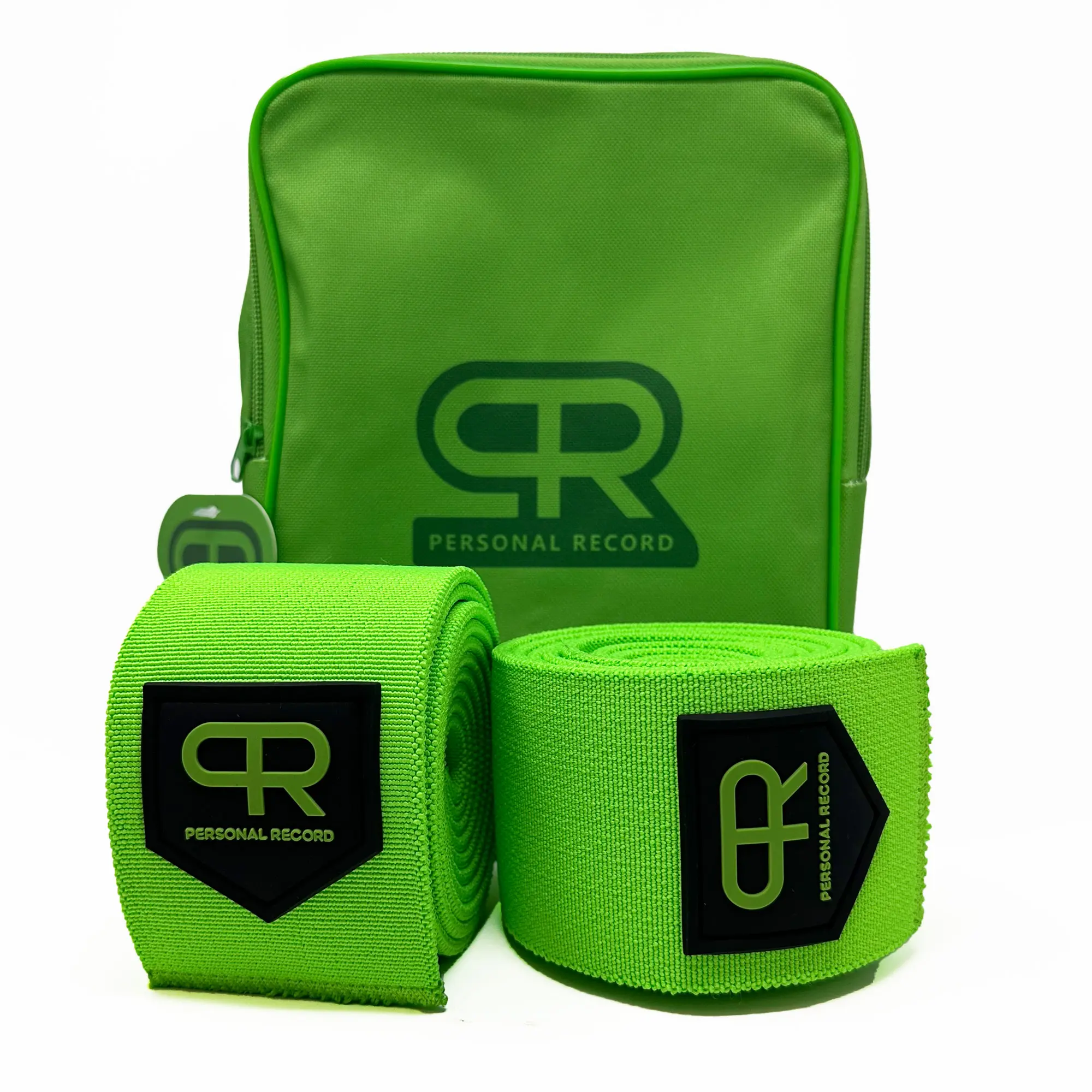 Heavy Duty Premium Knee Wraps, Personal Record Knee Supports - PR906, Neon