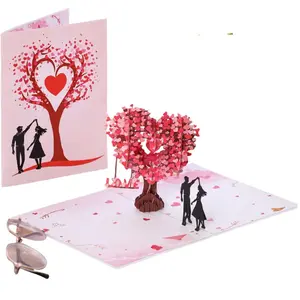 Pop Up Anniversary Card 3D Valentine's Day Card with Love Tree & Hearts Wedding Card for Wife Husband or Couple Romantic Gift for Anniversary Valentine's Birthday 6x8 inch