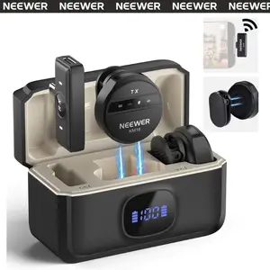 NEEWER KM18 Wireless Button Lavalier Microphone Kit for USB C iPhone 15/16/Android/PC/Laptop, Long Transmission Range, Noise Canceling, 24H Battery for Video Recording Live Vlog