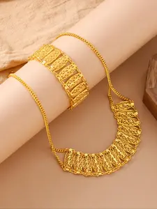 Women's Elegant Hollow Out Design Choker & Bracelet, Necklace Bracelet Set, Fashion Jewelry for Party, Daily Clothing Decor, Trendy Fashionable Jewelry Set for Birthday Gift, Jewellery Gift Set