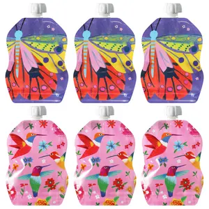 SnakPack Reusable Food Pouch - 6 CT | 8 oz, FlutterBug