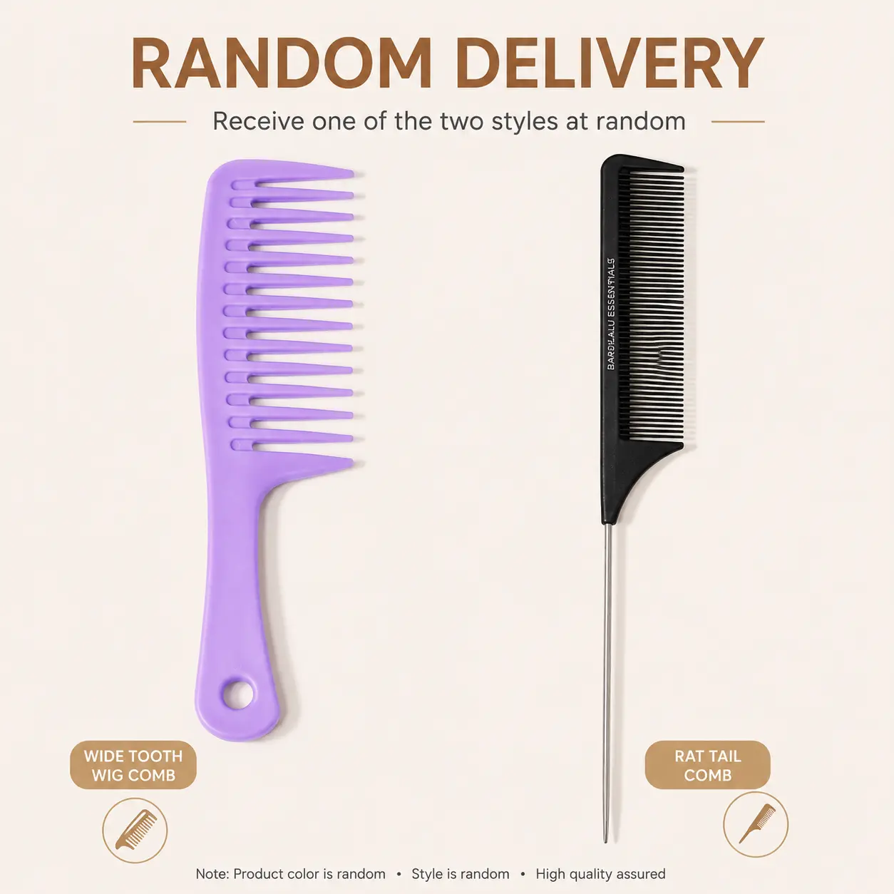 Rat Tail & Wide Tooth Comb | Randomly Sent | Perfect for Wigs & Hair Styling | Durable, Easy-to-Use Hair Tools