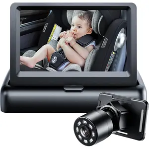 Baby Car Mirror, View Infant in Rear Facing Seat with Wide Crystal Clear View,360° Rotation Plug and Play Easy Install baby car monitor 1080p