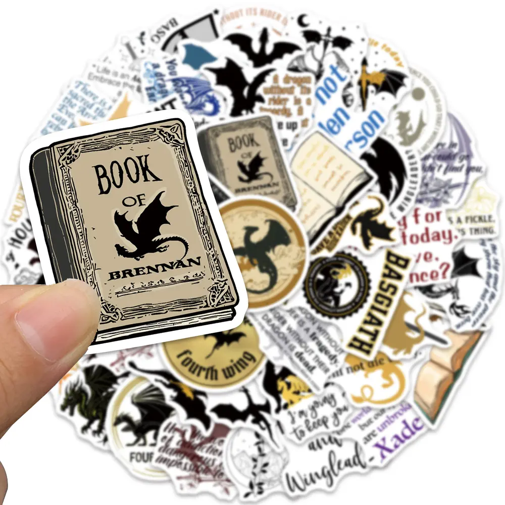50PCS Gothic Dragon Rider Fantasy Stickers Kit - High Quality Print Flat Gothic Fridge Stickers, Dark Romantasy Aesthetic Decals for E-reader, Laptop - Bookish Gift for Fantasy Lovers, Flat Stickers
