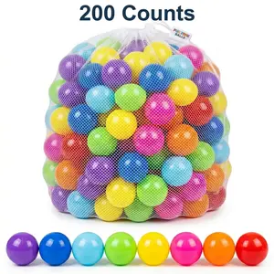 Ball Pit Balls 200 Count 8 Bright Colors 2.2 Inch Non Toxic Plastic for Playhouse & Swimming Pool Safe Soft Fun Children Approved Value Pack Affordable