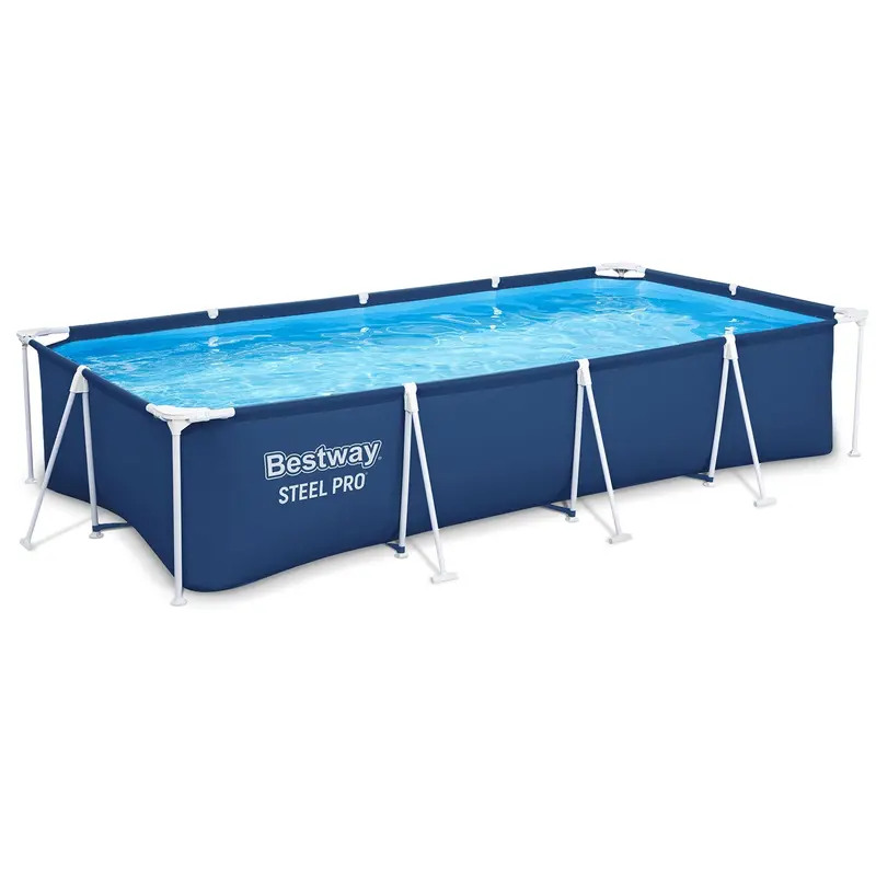 Bestway Steel Pro 13 Foot x 32 Inch Rectangular Above Ground Swimming Pool, Blue