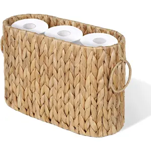 Toilet Paper Storage Bin, Large Storage Basket with Handles, Bathroom Accessories Organizer, Decorative Book Storage