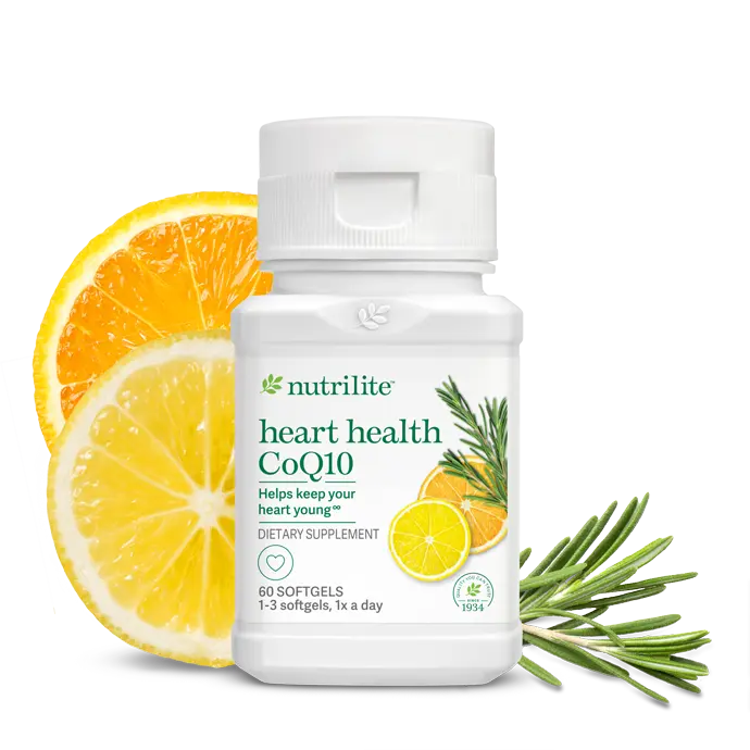 Amway Nutrilite CoQ10 Heart Wellness Softgels 60 Count | CoQ10 with Rosemary & Citrus Extracts | Coenzyme Q10 Softgels | Nutrilite CoQ10 Formula with Botanical Extracts | 60 Softgels | Natural Ingredient Formula for Adults | Plant-Based Formula for Adults