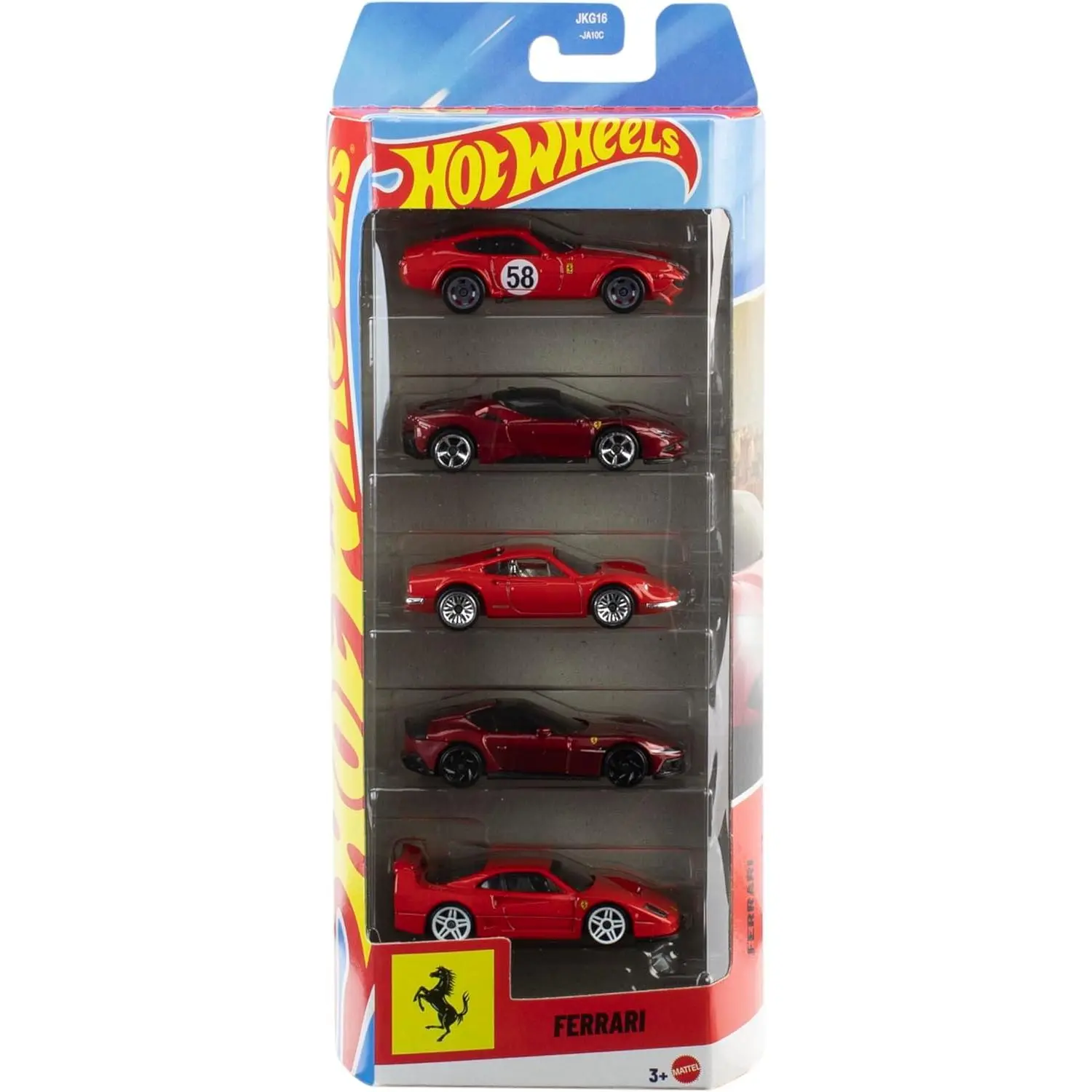 Hot Wheels Toy Ferrari Cars, Die-Cast 5-Pack in 1:64 Scale, Officially Licensed Set of 5 Ferrari Collectible Vehicles for Play or Display​​​​