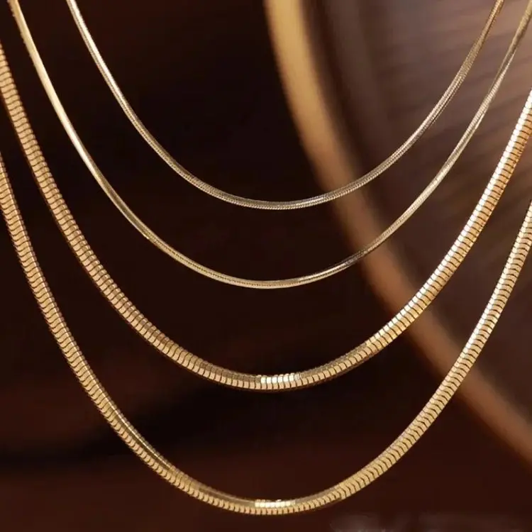 18K Gold Snake Bone Diamond Necklace for Women