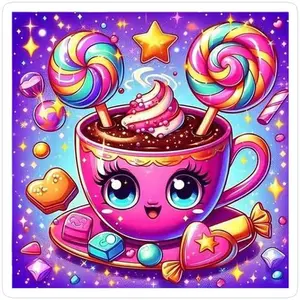 1 DIY diamond painting kit, 5D diamond art set, DIY decoration, cute cup candy diamond painting kit with full round diamonds, mosaic, diamond art, DIY art home decor, suitable for Christmas.