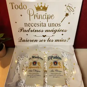 God Parents Proposal in Gold with a Beautiful Set of Glasses - Perfect for Special Occasions