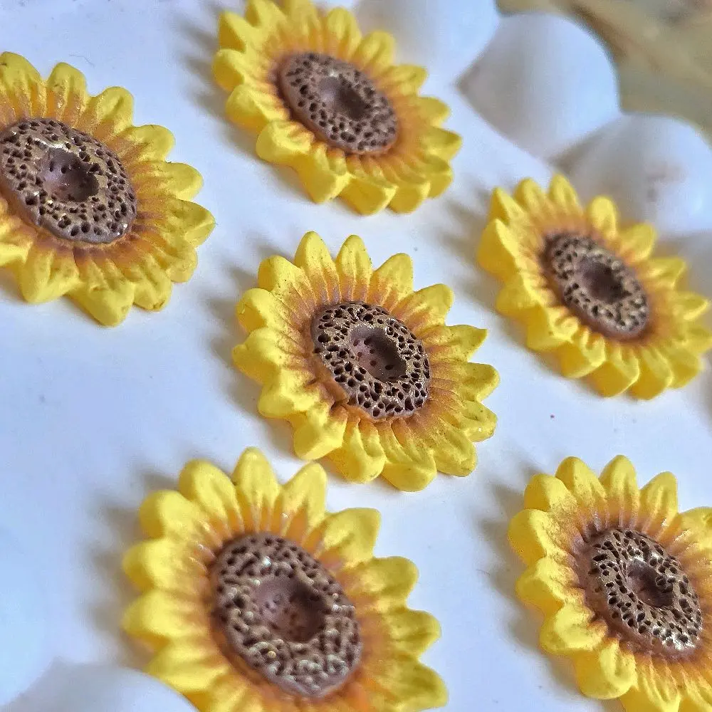 Handmade Polymer Clay Earrings Sunflower Studs Yellow Floral Design Unique Crafted Jewelry