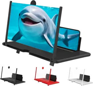 12" Phone Screen Magnifier 2-4X, HD Mobile Phone Video Amplifier with Foldable Stand, Pull-Out Lens, Adjustable Angle & Height, Big Screen Viewer for Movies, Streaming, Gaming, Travel, Gift – Fits Most Smartphones