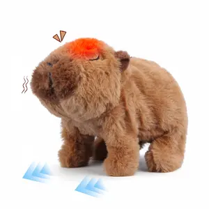 Walking Capybara Toy with Soft Headlamp, Electric Moving Capibara Plush Stuffed Animal with Sounds, Cute Interactive Kawaii Plushie Gift for Kids Toddlers – Soft Capybara Stuffy for Playtime, Nighttime & Travel