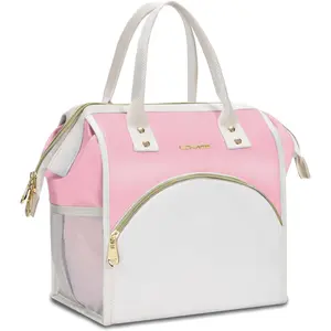 Spring lunch bag LOKASS Lunch Bag for Mother's Day  Insulated Lunch Box, Wide-Open Lunch Tote Bag Leak-proof Cooler Bag for Work Picnic-（Light Pink）