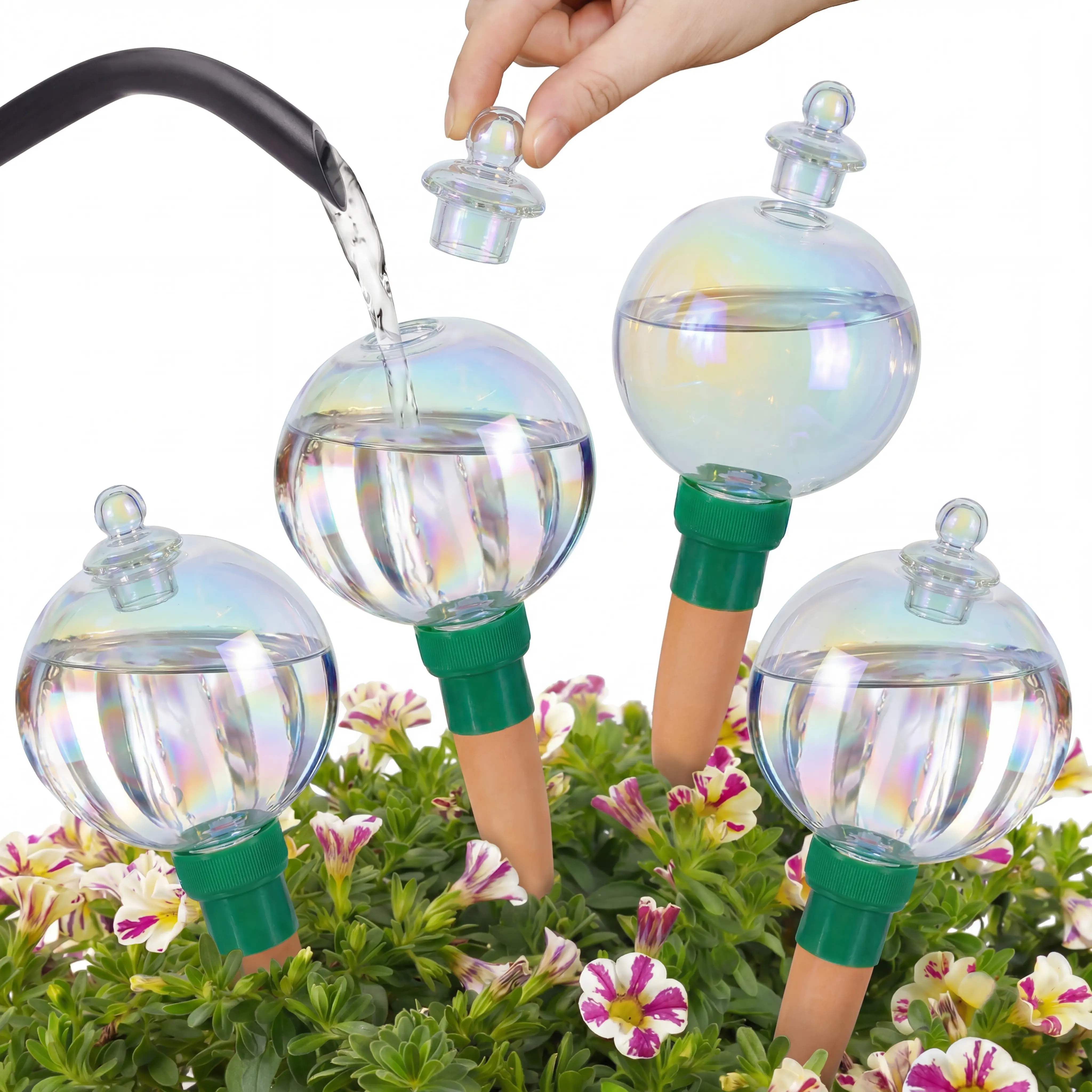 4 Pack Iridescent​ Self Watering Globes, 180ml Indoor Plant Watering Globes, Automatic Irrigation Spikes, Gift for Mother's Day Gardening