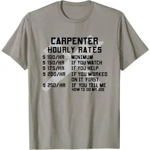 Carpenter Hourly Rate Funny Woodworking Hammer Saw Labor T-Shirt