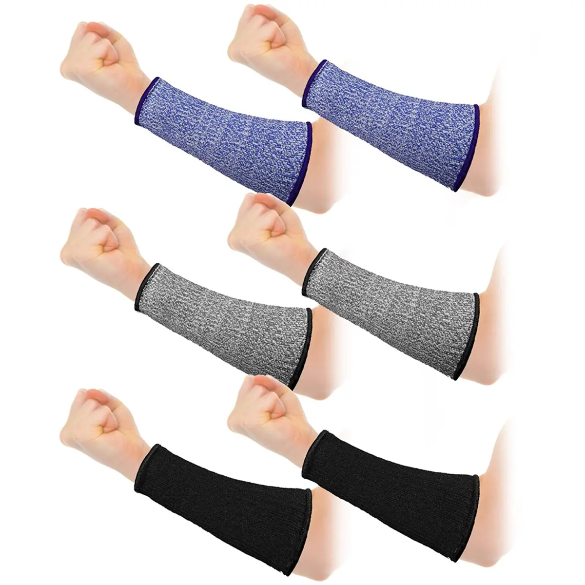 3 Pairs Level 5 Upper Arm Compression Sleeves, Cut-Resistant Arm Protectors for Thin Skin & Bruising, Forearm Burn Protection for Automotive Use, Upper Arm Compression Sleeve