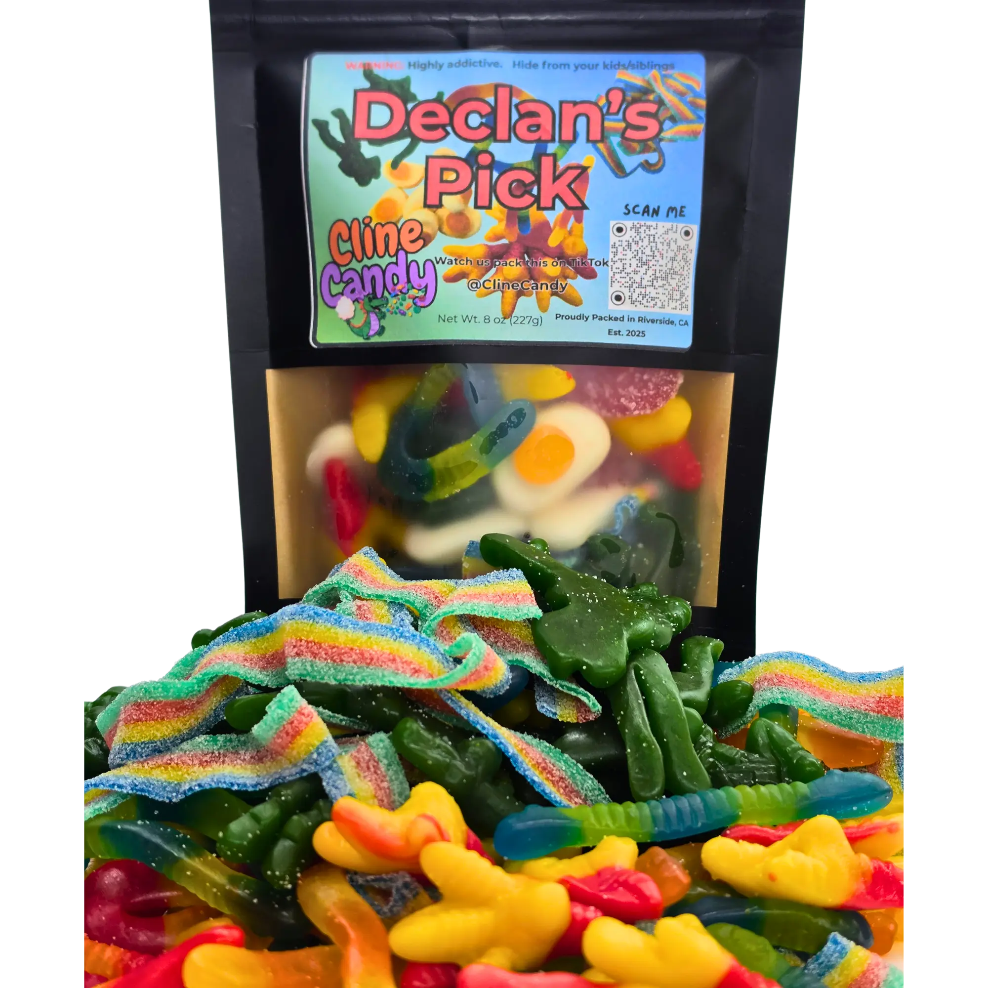 Declan's Pick 8oz Sweet-Rainbow Gummy Mix - Sour Treat, Gelatin-Based Novelty Snack with Artificial & Natural Flavors, Sour Candy, Novelty Candy