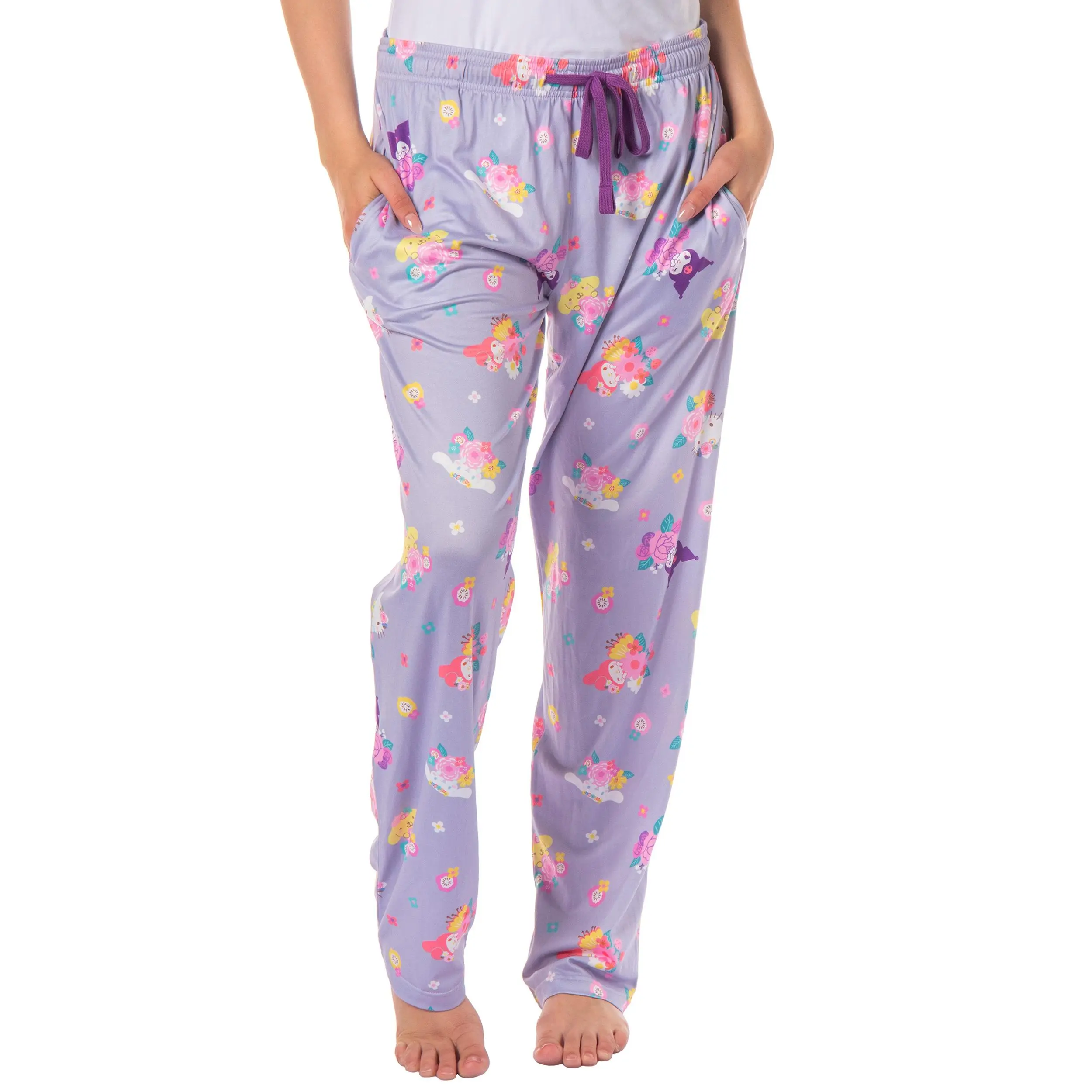 Women's Sanrio Hello Kitty And Friends My Melody Kuromi Cinnamaroll Pompompurin Floral Adult Pajama Pants
