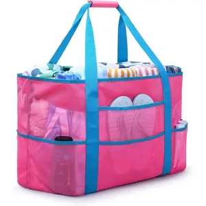 Beach Bag, Extra Large Beach Bags for Women Waterproof Sandproof, Mesh Beach Tote Bags Travel Pool Bag