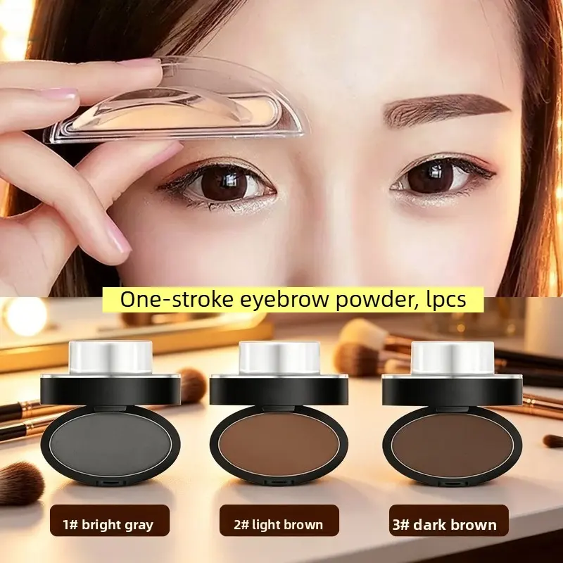 Eyebrow Stamp Powder for Beginners, One-Shape Eyebrow Tool, Eyebrow Styling, Quick Shaping, Waterproof, Sweatproof & Smudge-Proof, Easy to Use, Makeup, Cosmetics, Affordable