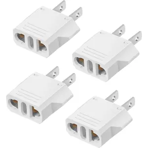 4 Pack European to  Plug Adapter, 220V to 110V Adapter Plug Converter, Travel Adapter European to , , Mexico, Type A, White