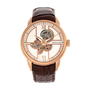 Heritor Automatic Men's Sanford Skeleton Leather Strap Watch