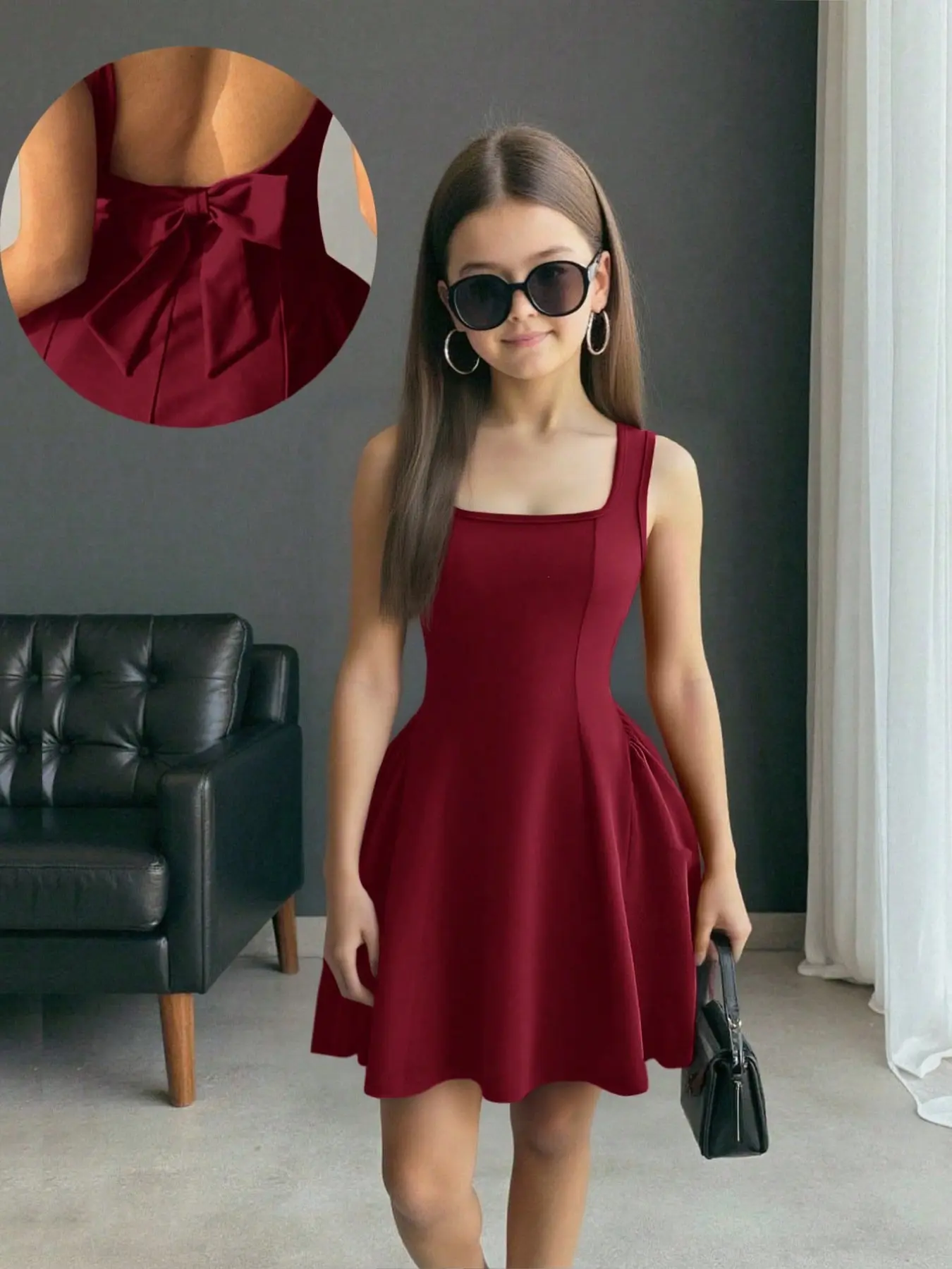 Bow Backless Sleeveless A-Line Formal Birthday Party Dress, Fit, Cute Butterfly Knot Design, Perfect for Parties and Special Occasions, Spring, Chic Elegant Formal Wear, Elegant Party Apparel, Backless Sleeveless Dresses