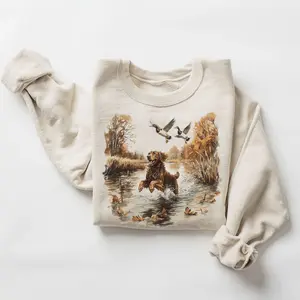 Phuhi  Golden Retriever Mallard Ducks Sweatshirt 90s Retro Hunting Outfit #47