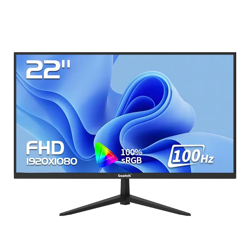 Gawfolk 22-Inch FHD 1080P Desktop Monitor, 100Hz Refresh Rate, 95% sRGB Coverage, 3000:1 High Contrast Ratio, HDMI Input, Ideal for Gaming, Home Office Use & Video Playback, Daily Entertainment