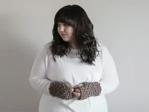 Taupe Brown Handmade Crochet Fingerless Gloves