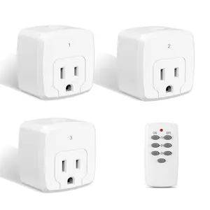 HBN Remote Control Outlet with 100FT RF Signal, Wireless On Off Switch Plug for Household Appliances, Battery Included, 15A/1875W(3 Outlets + 1 Remote)