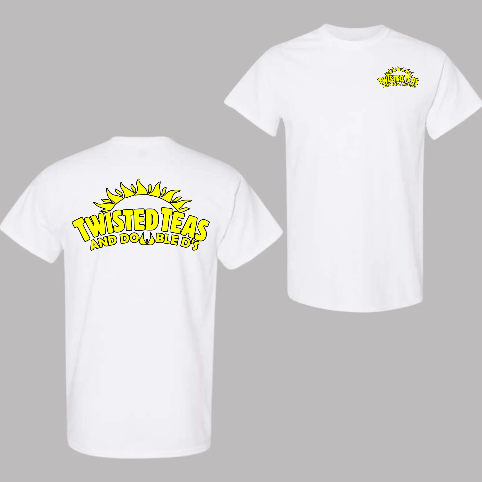 Twisted Teas and Double D's T-Shirt - Full-Color Unisex Tee for Men & Women, Funny Drinking Shirt, Casual Cotton Party Wear