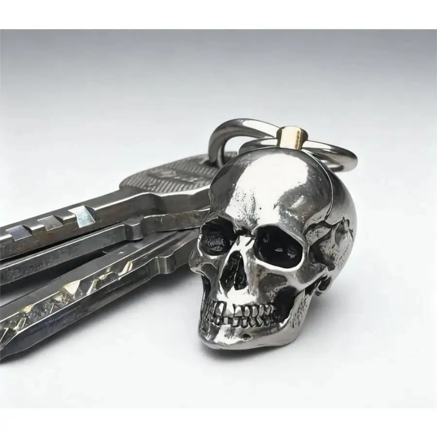 2026 New Gothic Skull Retractable Keychain - Retro Stretch Scrunchie Lanyard, Stainless Steel Alloy Key Ring, Women's Fashion Car Accessory, Edgy Punk EDC Keychain for Car Keys, Ideal for Black Friday Christmas Gifts, Edc Keychains