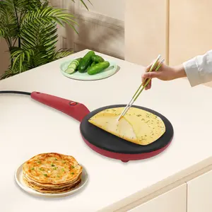 Non-Stick 20cm Crepe Maker Machine, Home Breakfast Pancake Cookware for School, Snack Bar, Bakery Use with Plastic Components