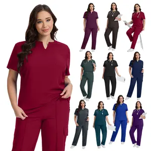 Green Town Scrubs for Women - Tuck-in V-Neck Scrub Top, Stretch Fabric, Lightweight, Easy Care