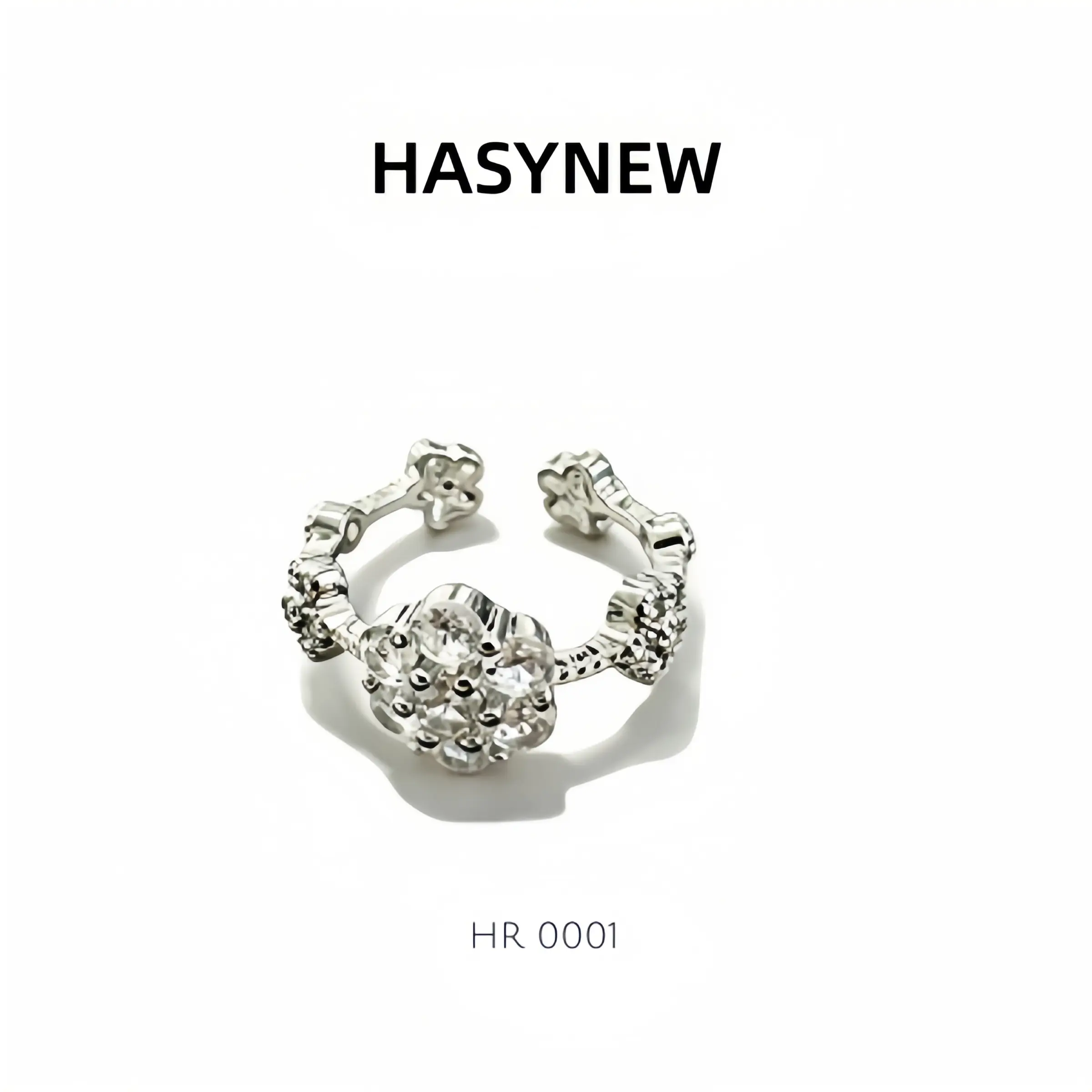 Hasynew Women's Adjustable Open Ring, Six-Petal Flower Design, French Vintage Style,Clear Synthetic Zirconia,Hypoallergenic Nickel Free,Versatile Everyday Jewelry,Retro Floral,Lucky, Mother's Love Ring,Party,Holiday,Valentine's Day,Gift HR 0001 & HR 0002