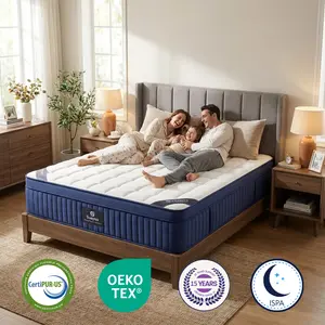 【Sleek Series】14 inch Queen Size Mattress in a Box, Medium Pocket Spring and Gel Memory Foam for Superior Comfort, Pressure Relief, Strong Edge Support Hybrid Pocket Coil Mattress